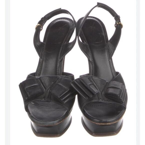 Awesome Yves Saint Laurent Leather Slingback Sandals, YSL - Picture 6 of 8